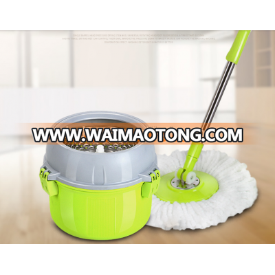 2 IN1 STAINLESS STEEL BUCKET MICROFIBER ROTATING SPIN CLEANING MOP