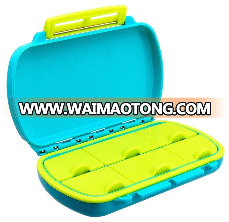 Colorful 6 Compartments Damp Proof Travel Pill Box With TPR Ring